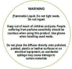 206 Reed Diffuser Warning Label
