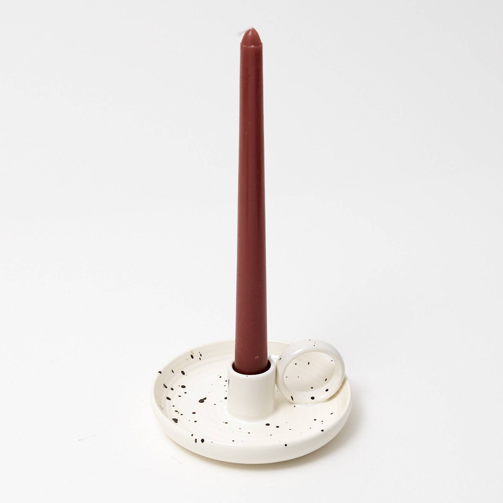 12318 Ceramic Single Candle Holder - Speckled