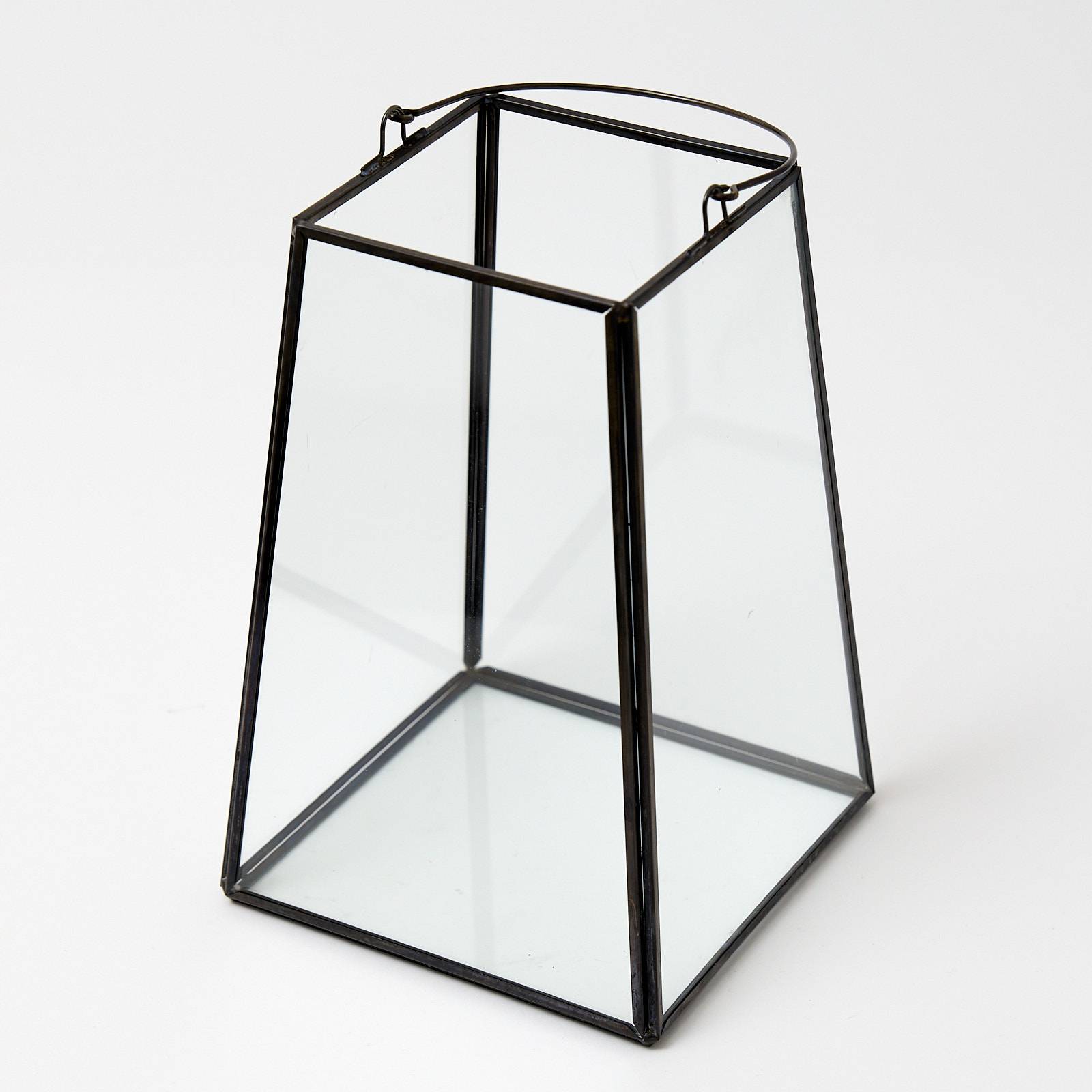 12336 Medium Glass Lantern - Black