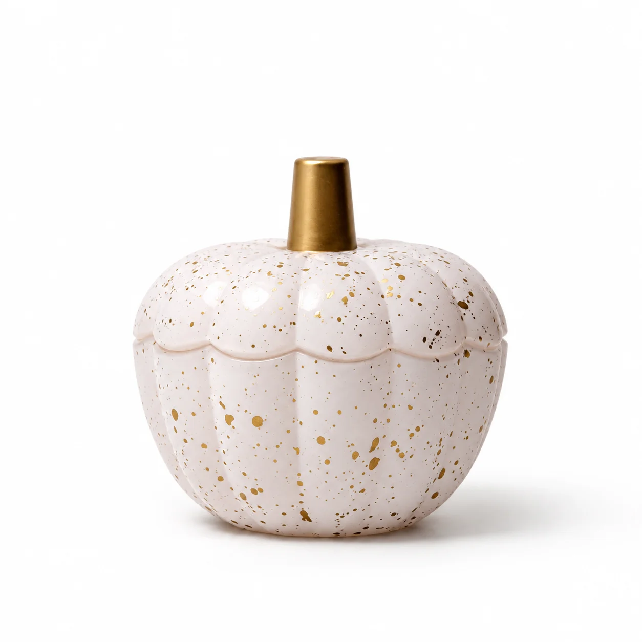Small White & Gold Pumpkin Glass Small White & Gold Pumpkin Glass