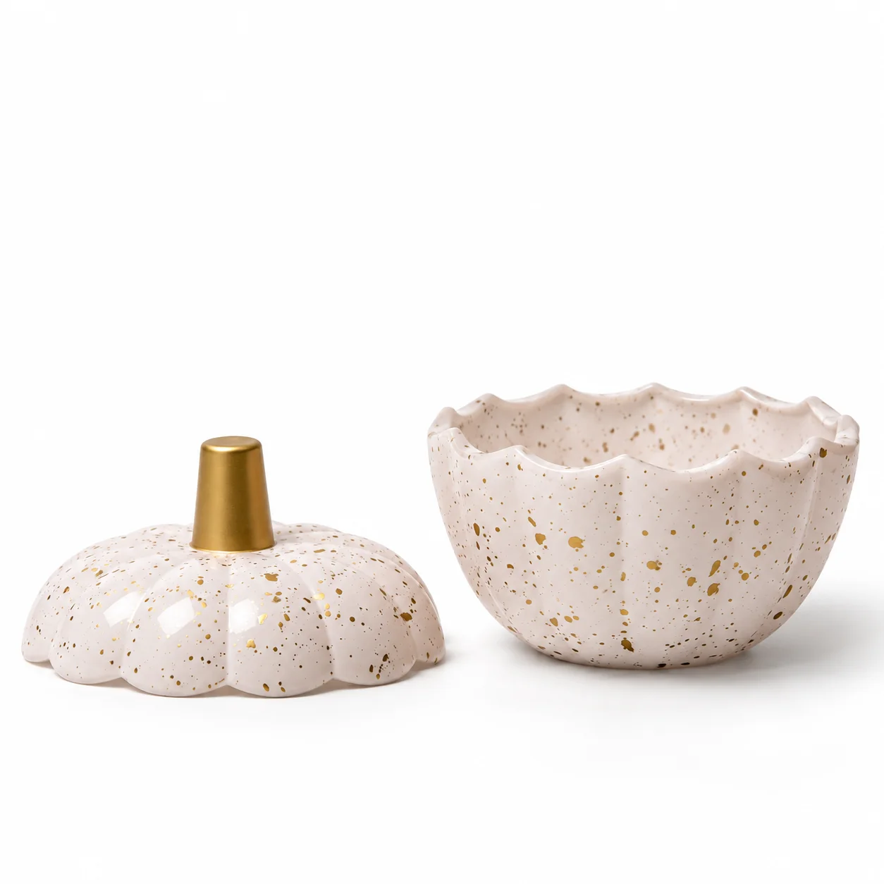Small White & Gold Pumpkin Glass Small White & Gold Pumpkin Glass