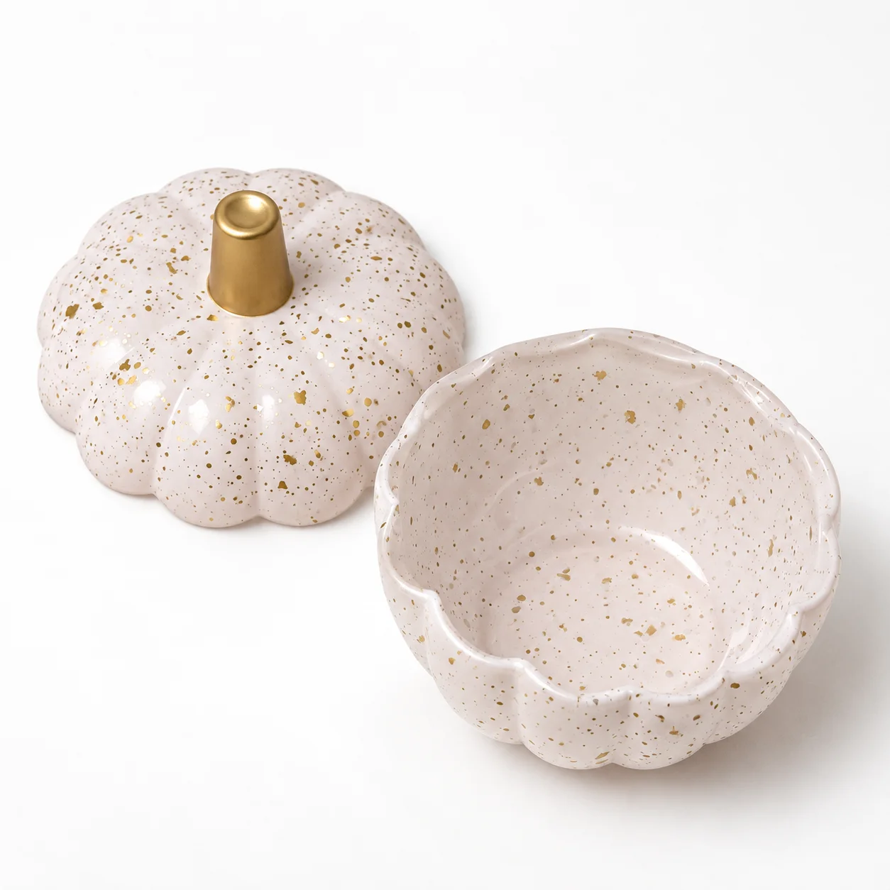 Small White & Gold Pumpkin Glass Small White & Gold Pumpkin Glass