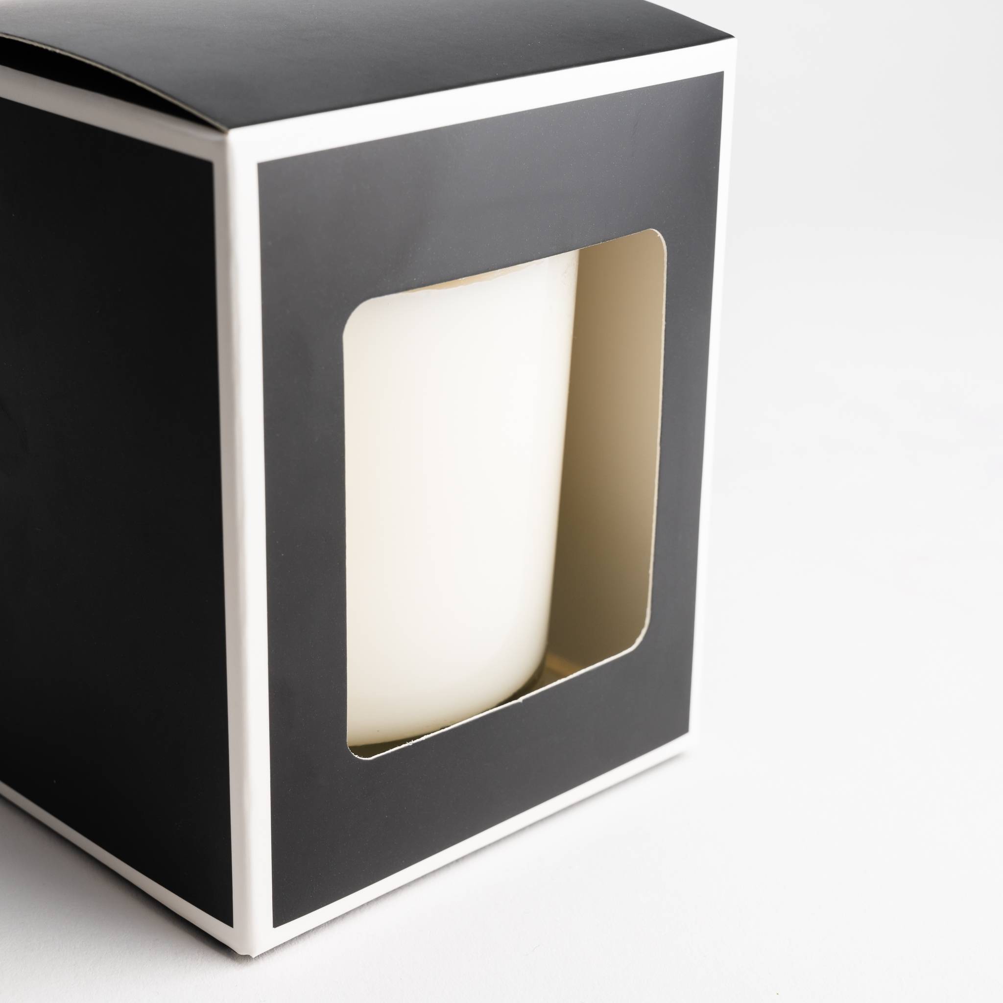 11204 30cl Black Candle Box With White Rim & Window - Bag of 6