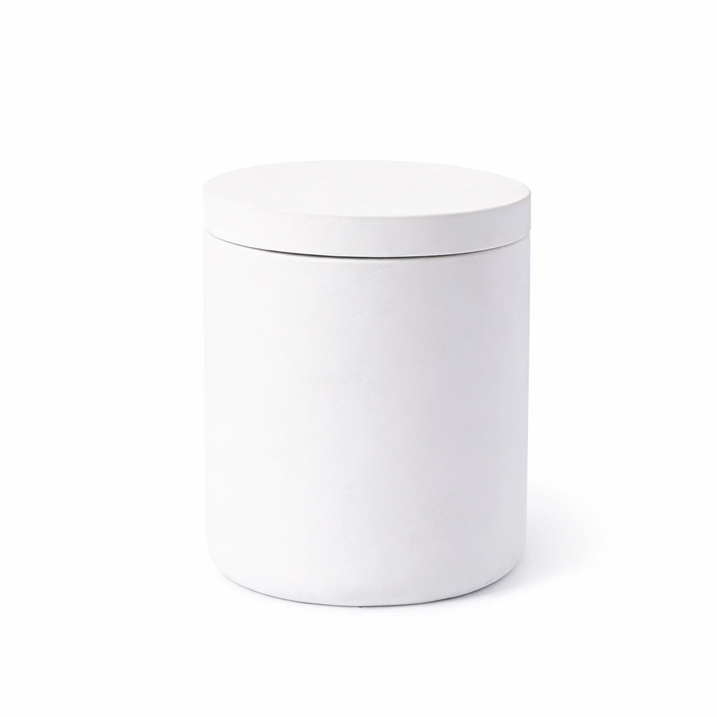White Concrete Candle Jar With Lid White Concrete Candle Jar With Lid