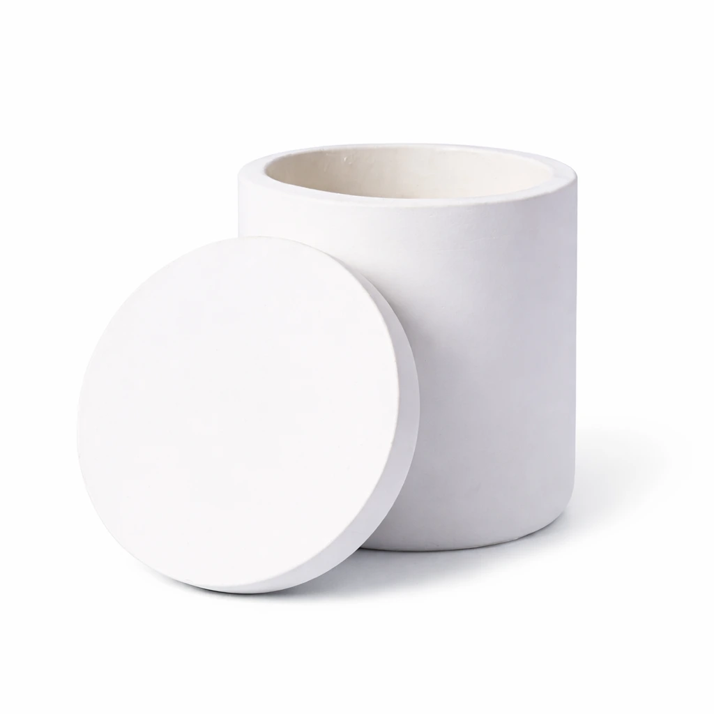 White Concrete Candle Jar With Lid White Concrete Candle Jar With Lid