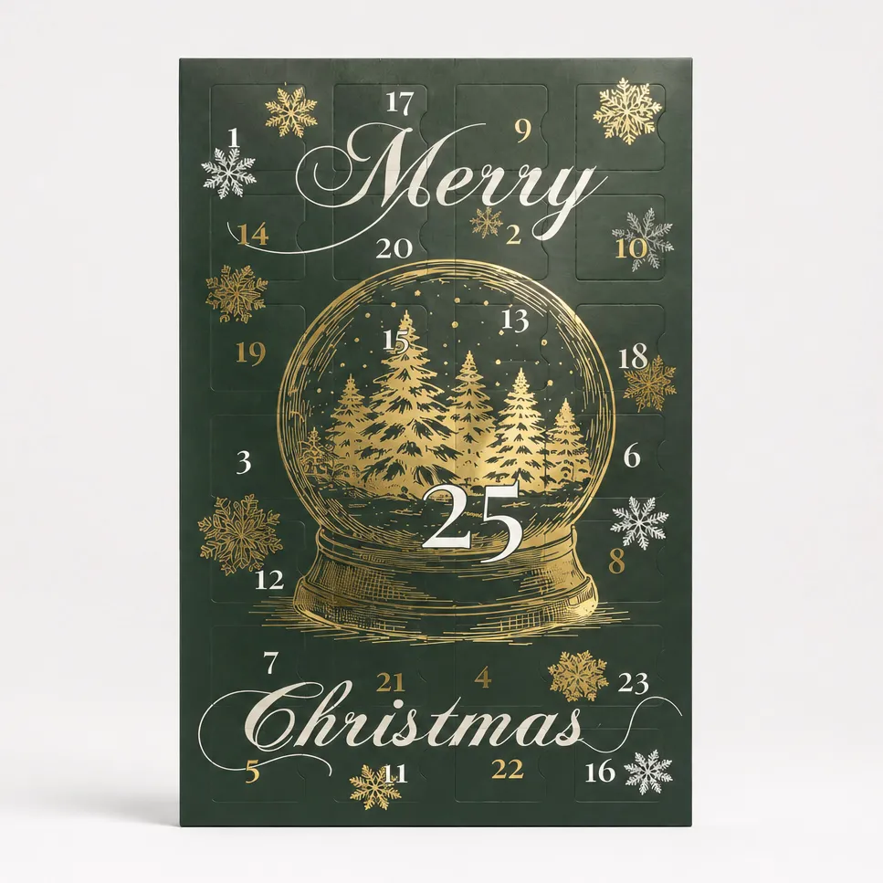 2026 Christmas Snow Globe Gold Foil, Advent Calendar 2026 Christmas Snow Globe Gold Foil, Advent Calendar