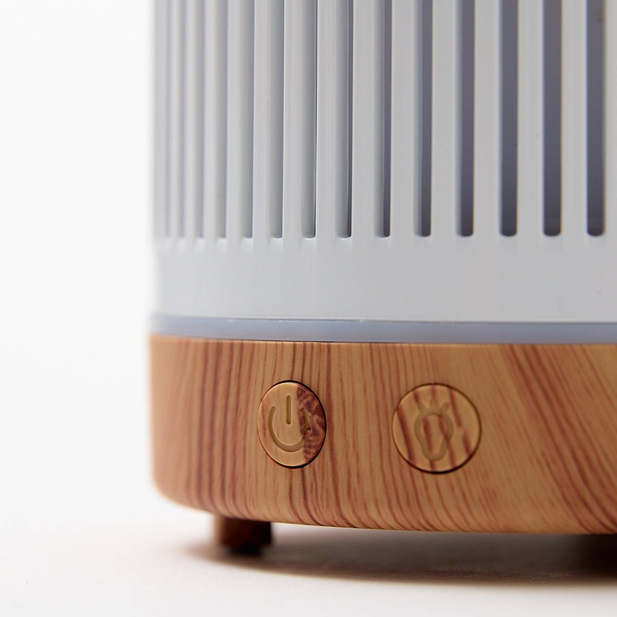 12473 Electric 150ml Plastic White with Wood Effect Ribbed Diffuser