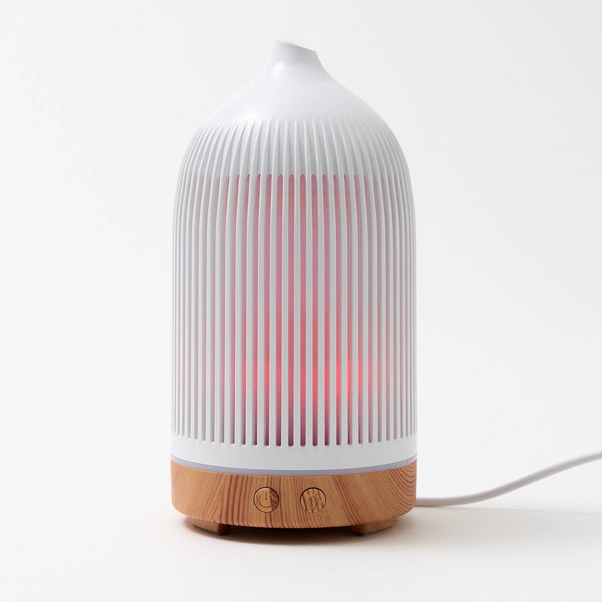 12480 Electric 150ml Plastic White with Wood Effect Ribbed Diffuser