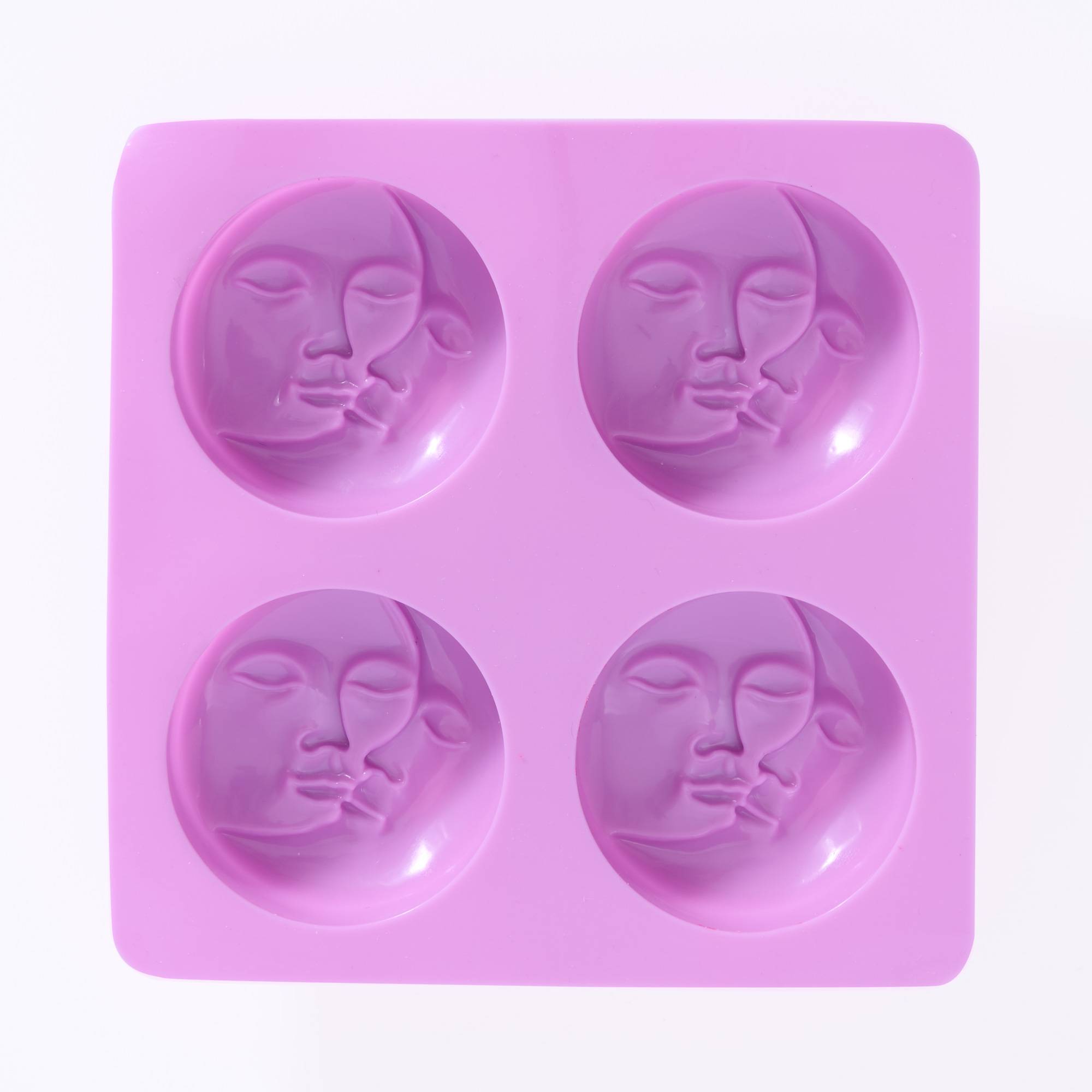 9298 Sun & Moon Face Mould, Silicone, Set of 4