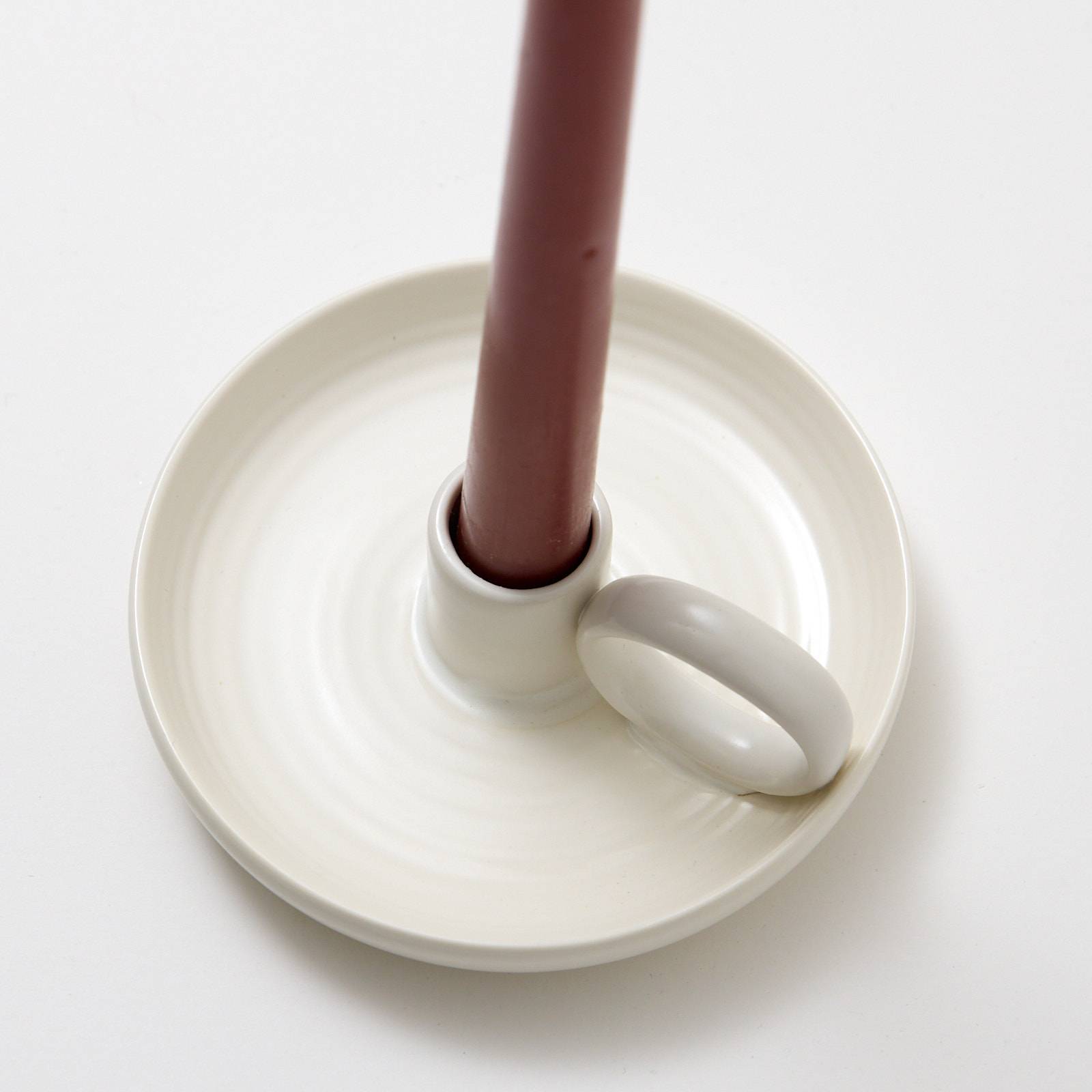 12310 Ceramic Single Candle Holder - White