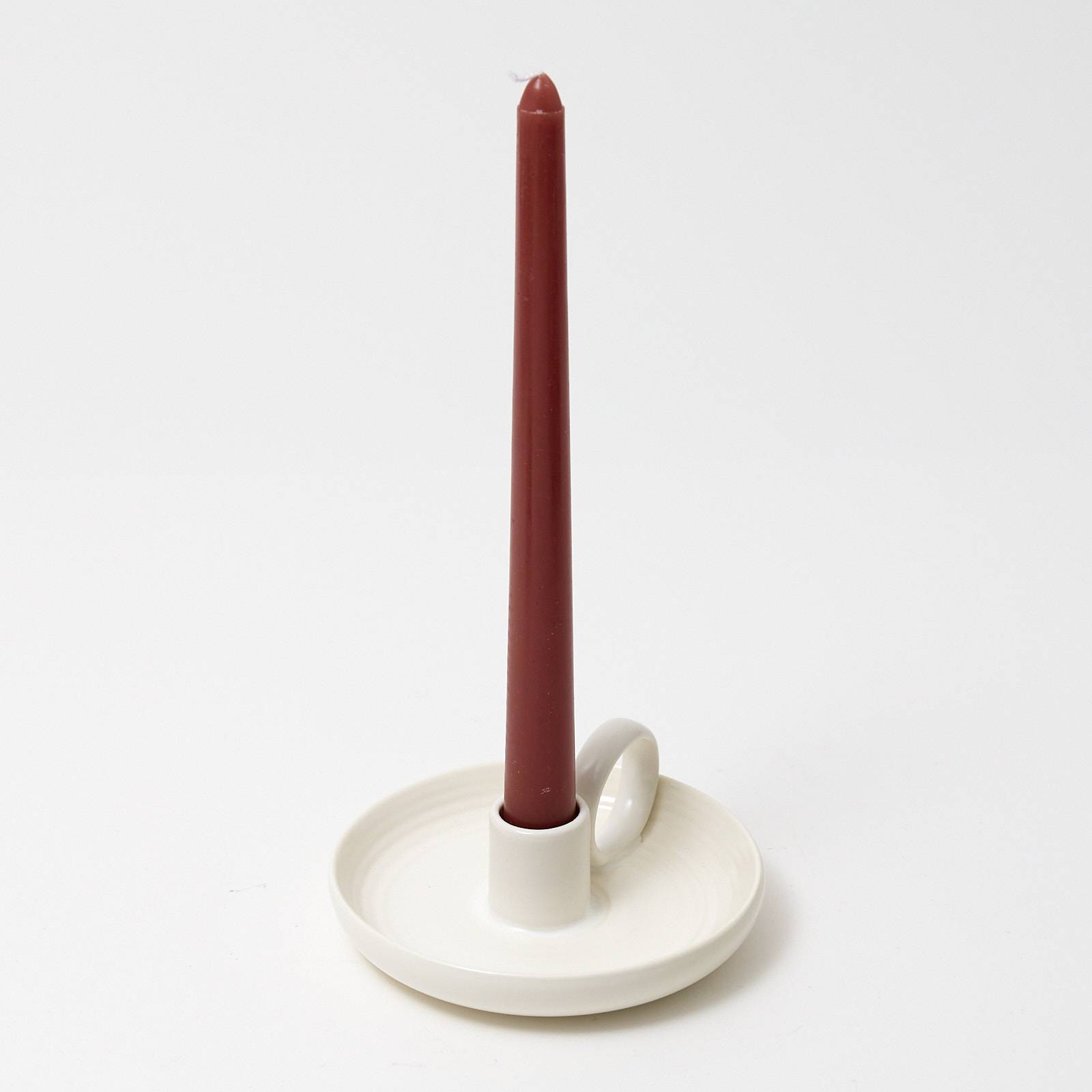 12311 Ceramic Single Candle Holder - White