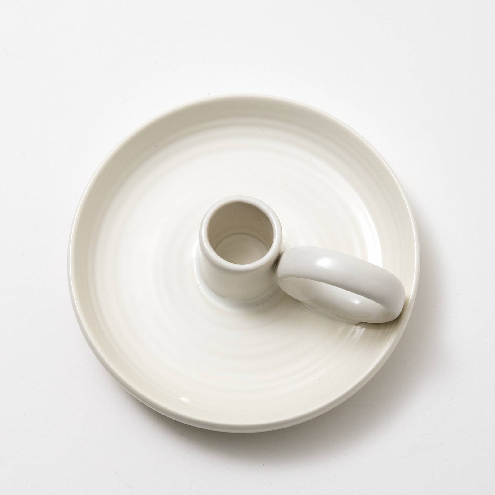 12313 Ceramic Single Candle Holder - White