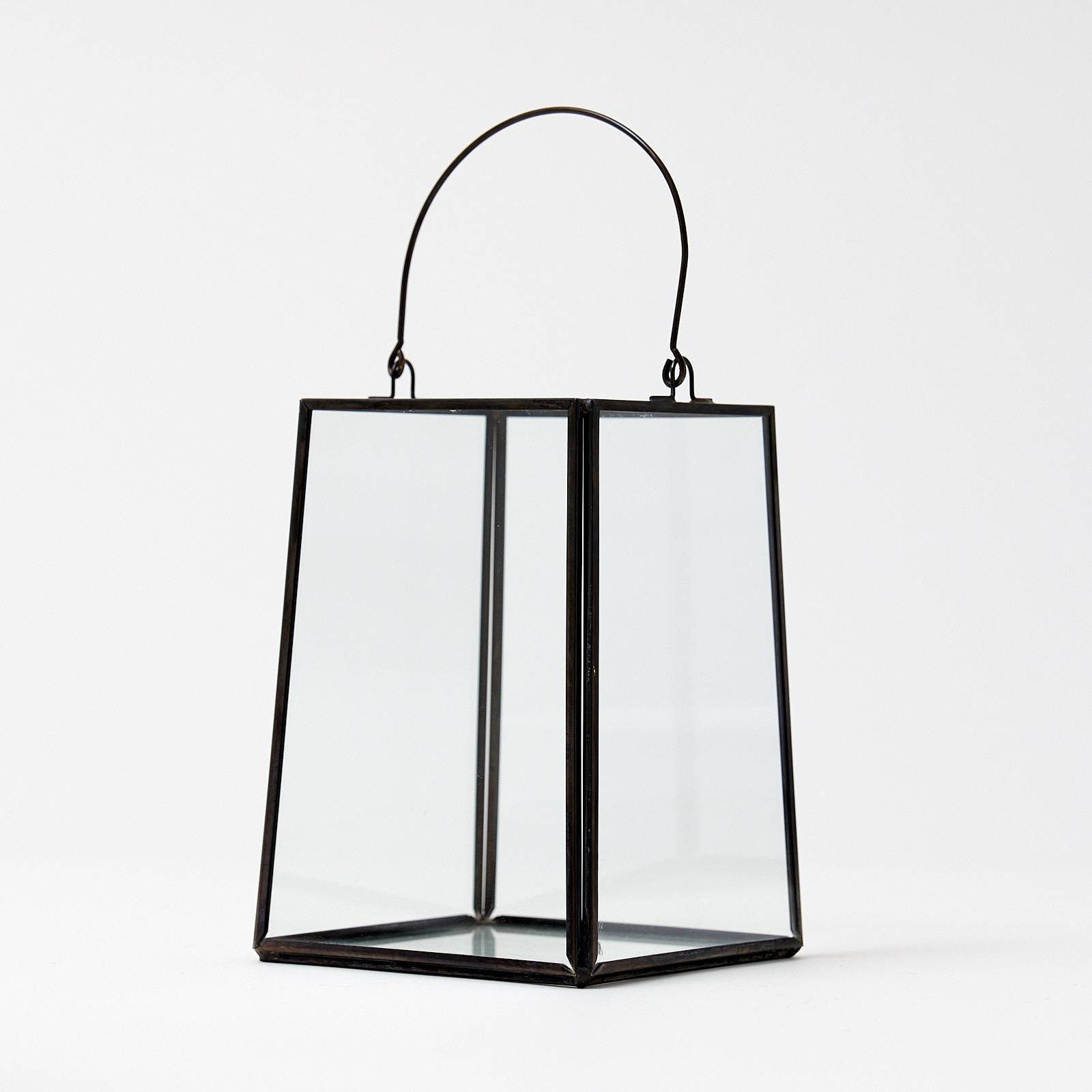 12321 Small Glass Lantern - Black