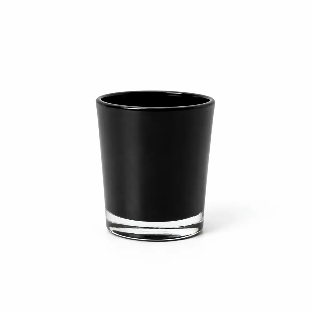 GLASS046_1 9cl Gloss Black Candle Glass