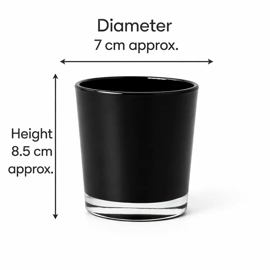 GLASS046_2 9cl Gloss Black Candle Glass