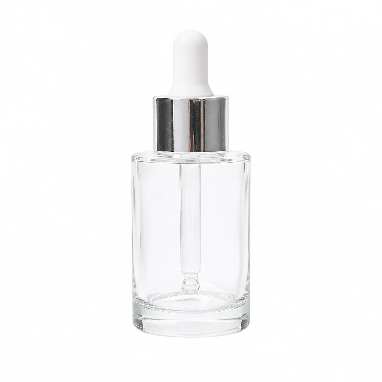 30ml Clear Glass Dropper Bottle with Silver Pipette 30ml Clear Glass Dropper Bottle with Silver Pipette