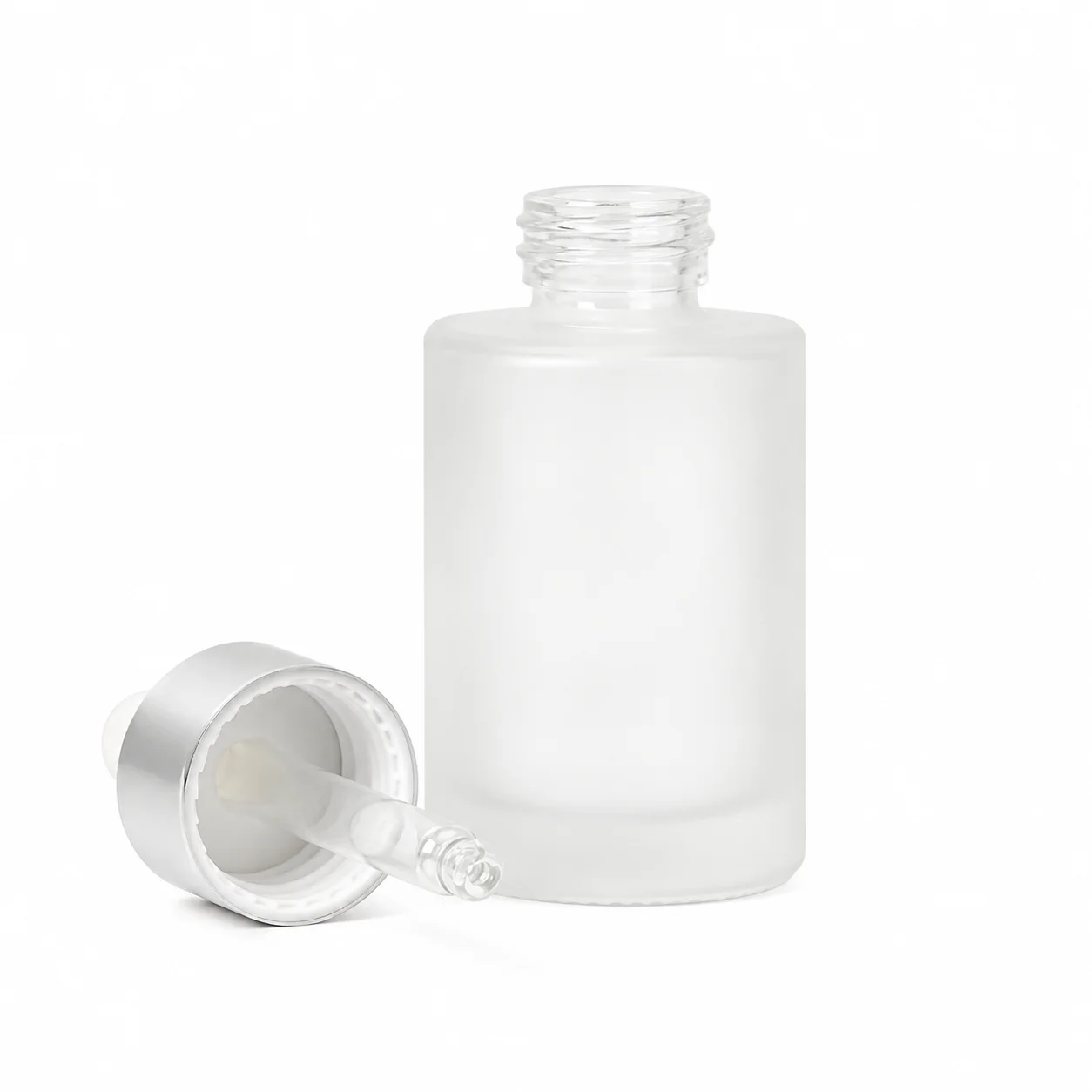 30ml Frosted Glass Dropper Bottle with Silver Pipette 30ml Frosted Glass Dropper Bottle with Silver Pipette