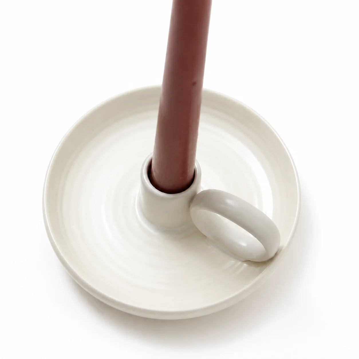 Ceramic Single Candle Holder - White Ceramic Single Candle Holder - White