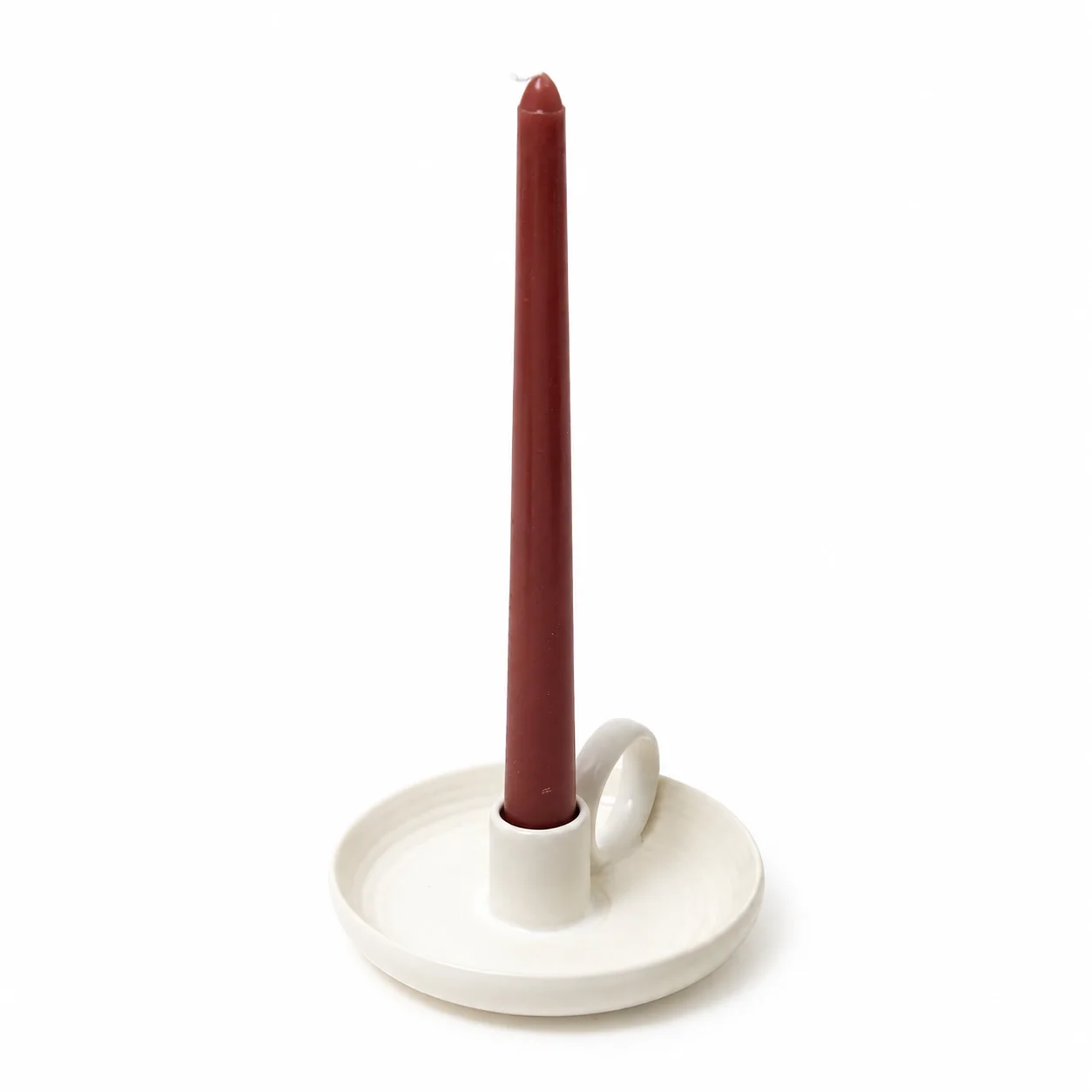 Ceramic Single Candle Holder - White Ceramic Single Candle Holder - White