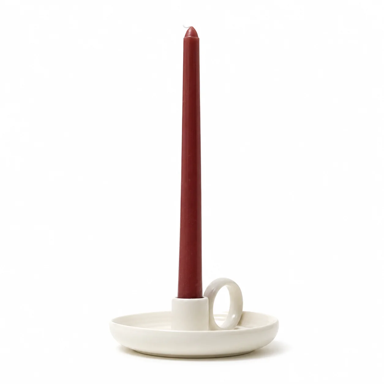 Ceramic Single Candle Holder - White Ceramic Single Candle Holder - White
