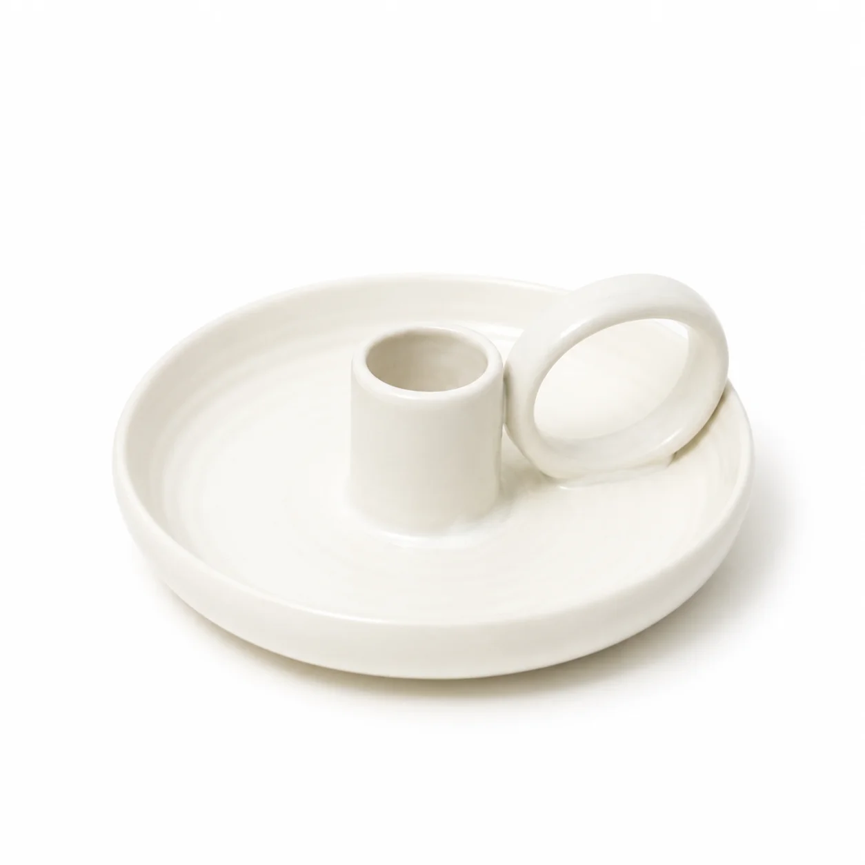 Ceramic Single Candle Holder - White Ceramic Single Candle Holder - White