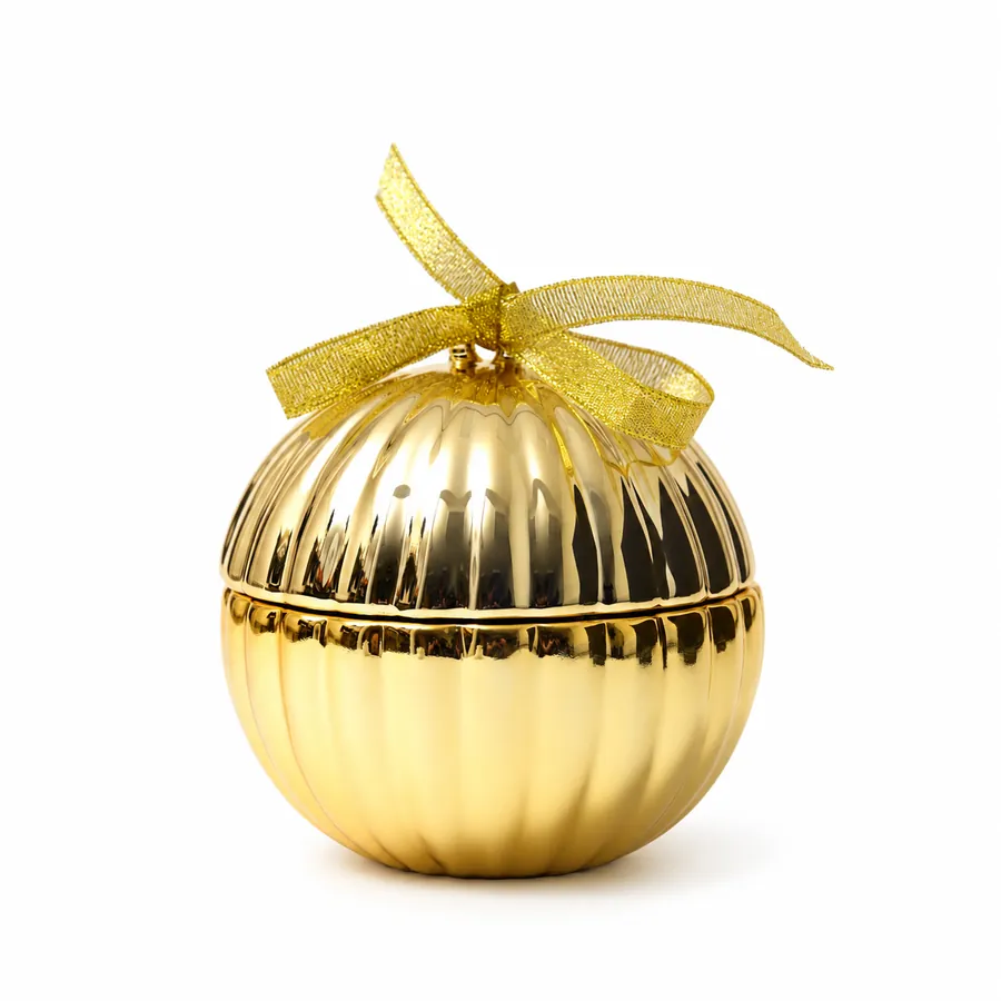 Gold Electroplated Christmas Bauble Glass Jar Gold Electroplated Christmas Bauble Glass Jar