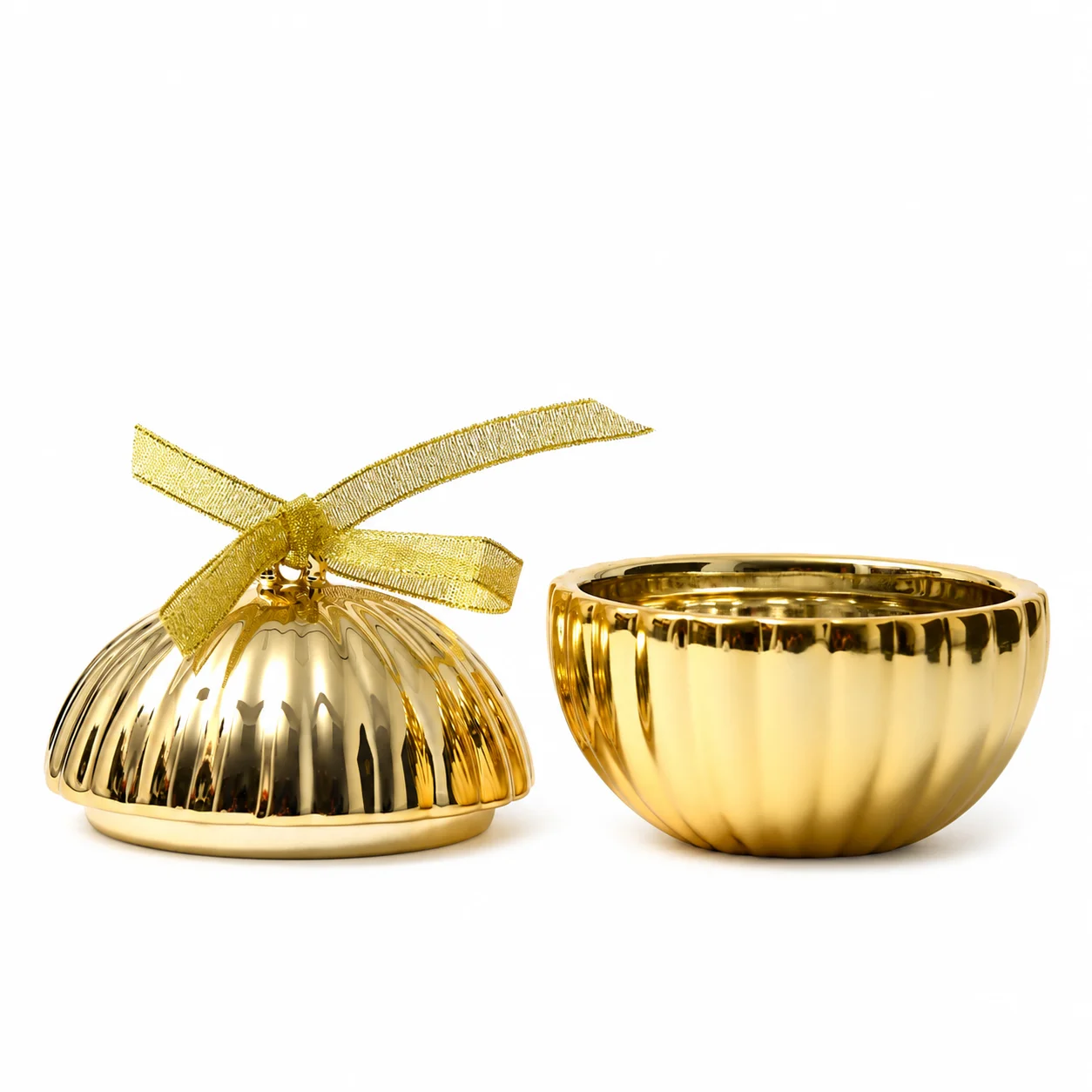 Gold Electroplated Christmas Bauble Glass Jar Gold Electroplated Christmas Bauble Glass Jar