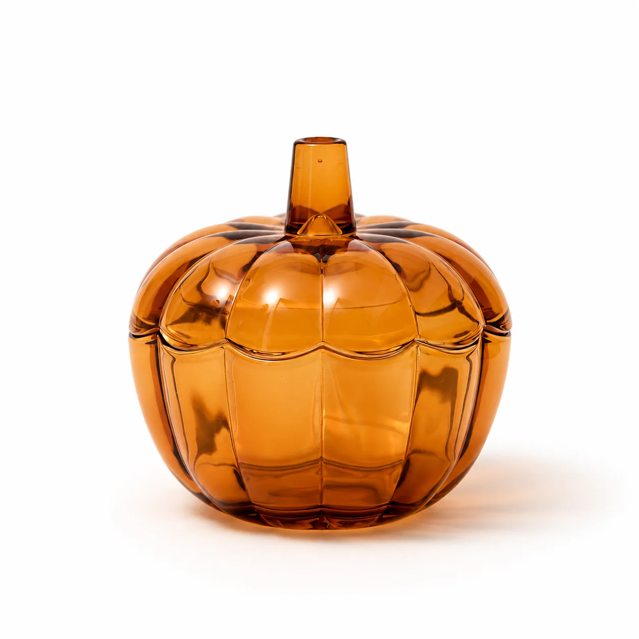 Small Amber Pumpkin Glass Candle Jar Small Amber Pumpkin Glass Candle Jar