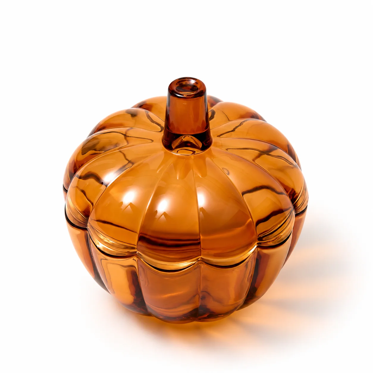 Small Amber Pumpkin Glass Candle Jar3 Small Amber Pumpkin Glass Candle Jar