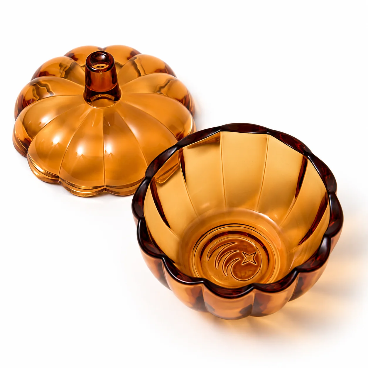 Small Amber Pumpkin Glass Candle Jar Small Amber Pumpkin Glass Candle Jar