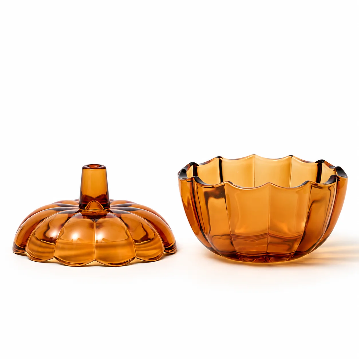 Small Amber Pumpkin Glass Candle Jar Small Amber Pumpkin Glass Candle Jar