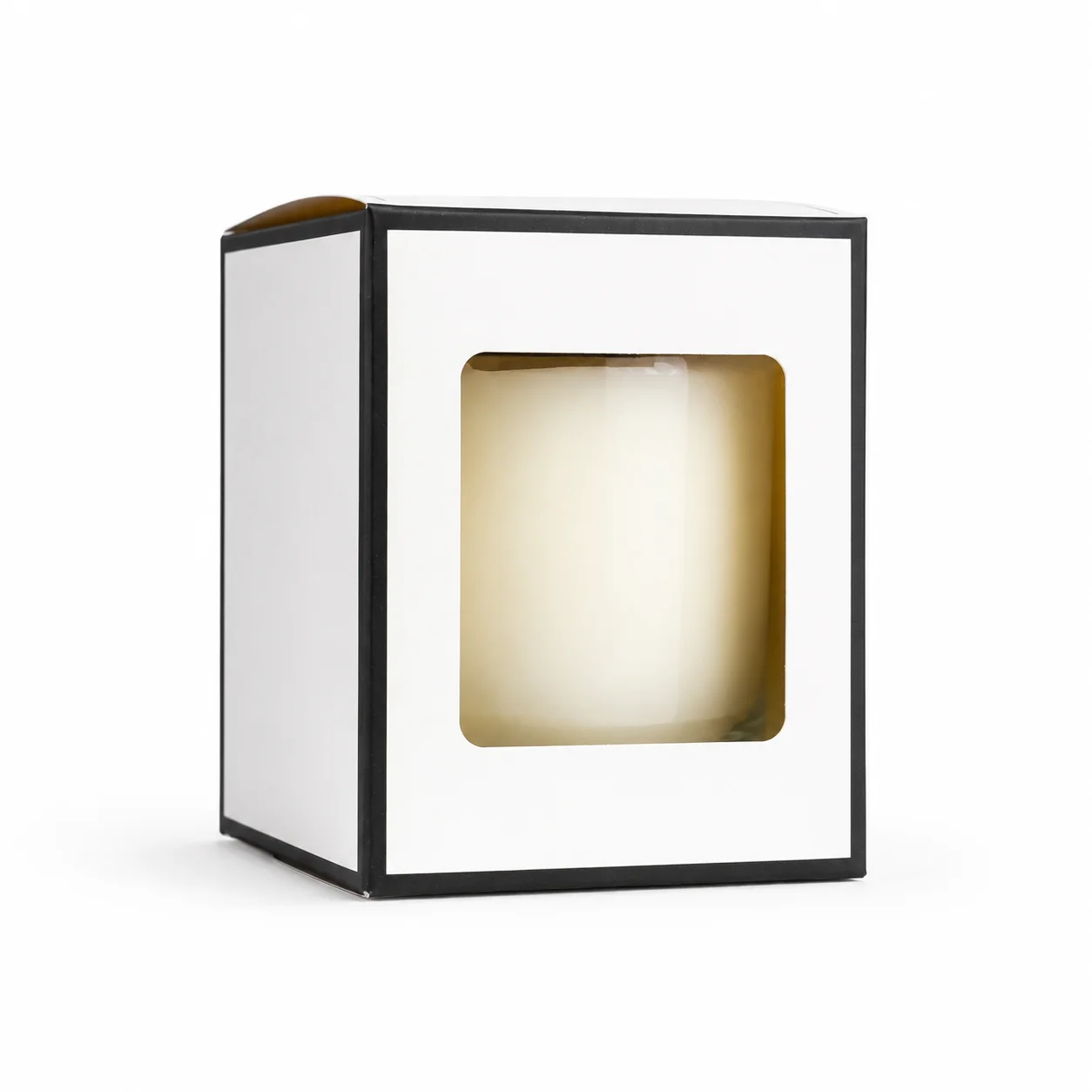30cl White Candle Box With Black Rim & Window 30cl White Candle Box With Black Rim & Window