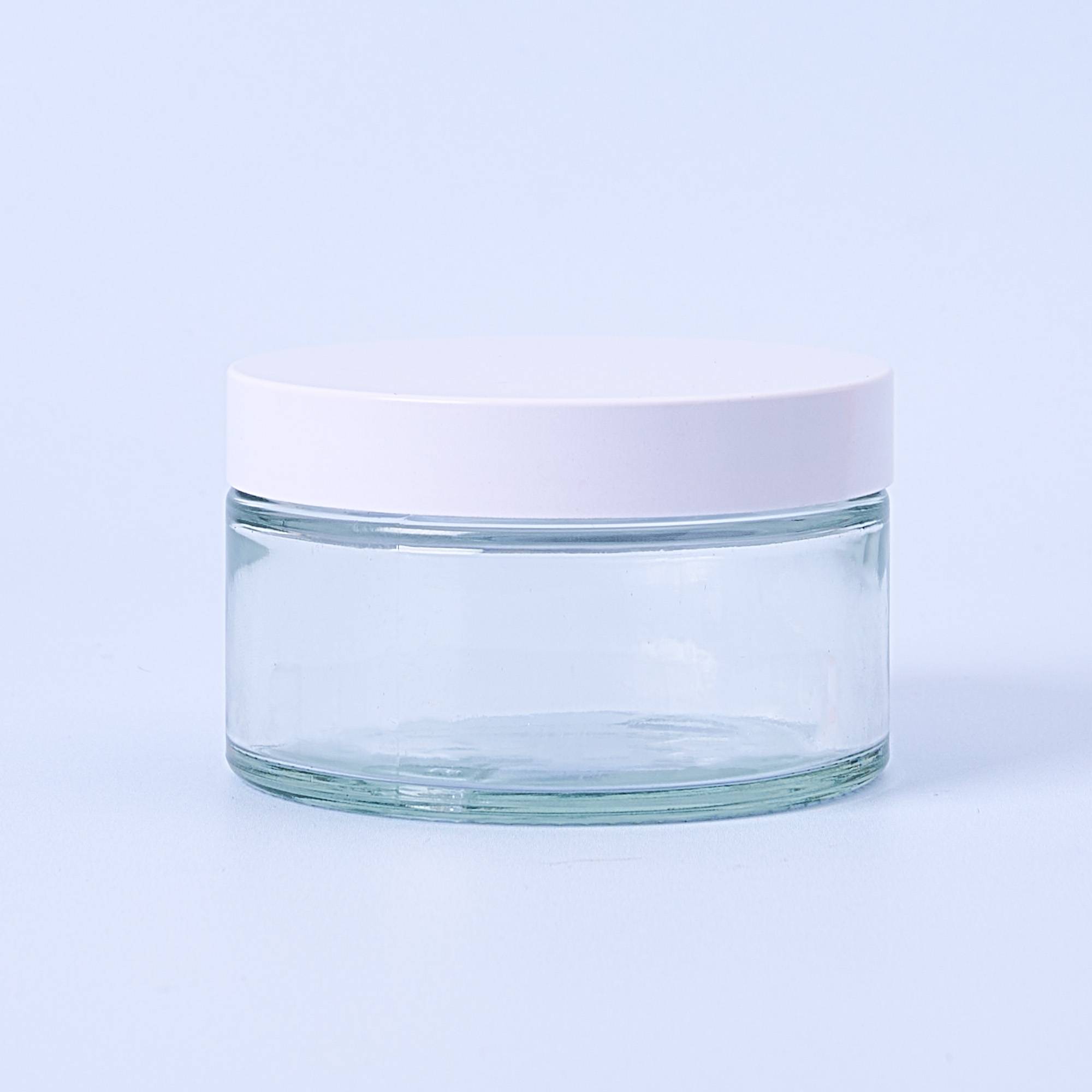10046 200ml Clear Glass Container & White Lid - Box of 6