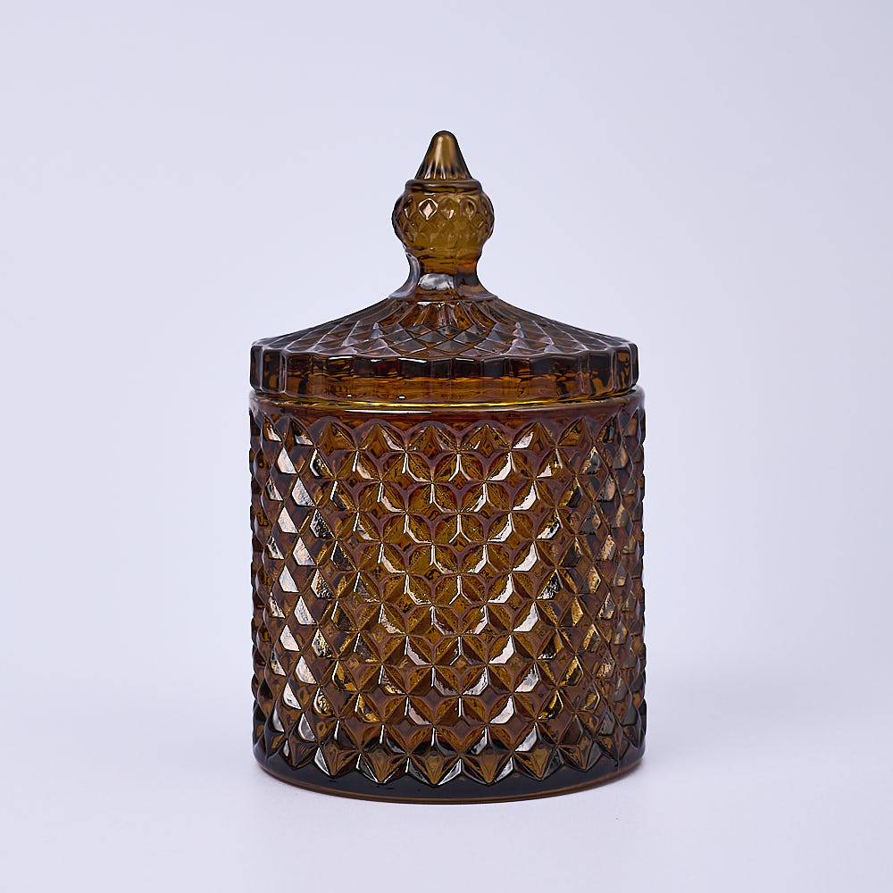 8713 30cl Amber Geo Candle Glass