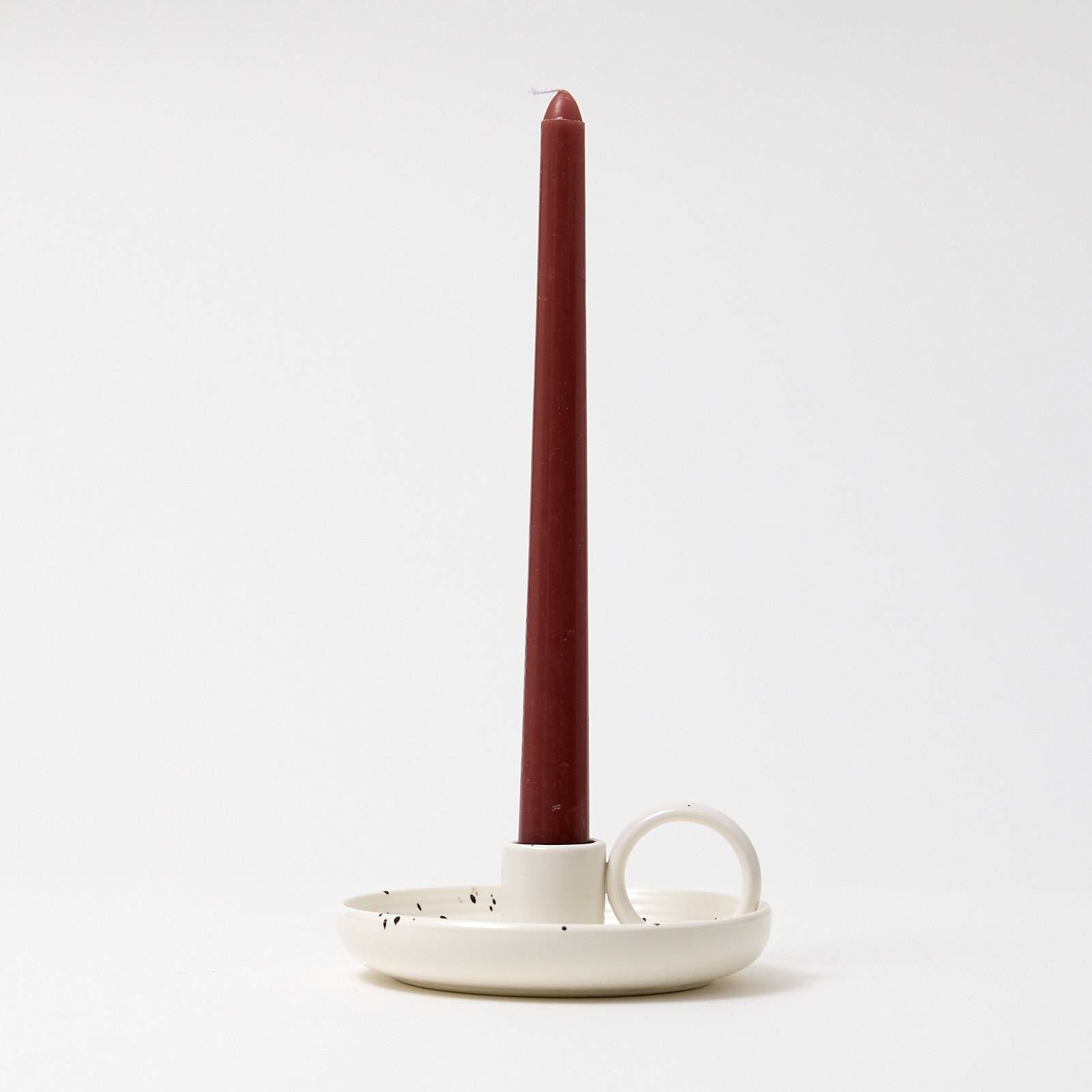 12319 Ceramic Single Candle Holder - Speckled