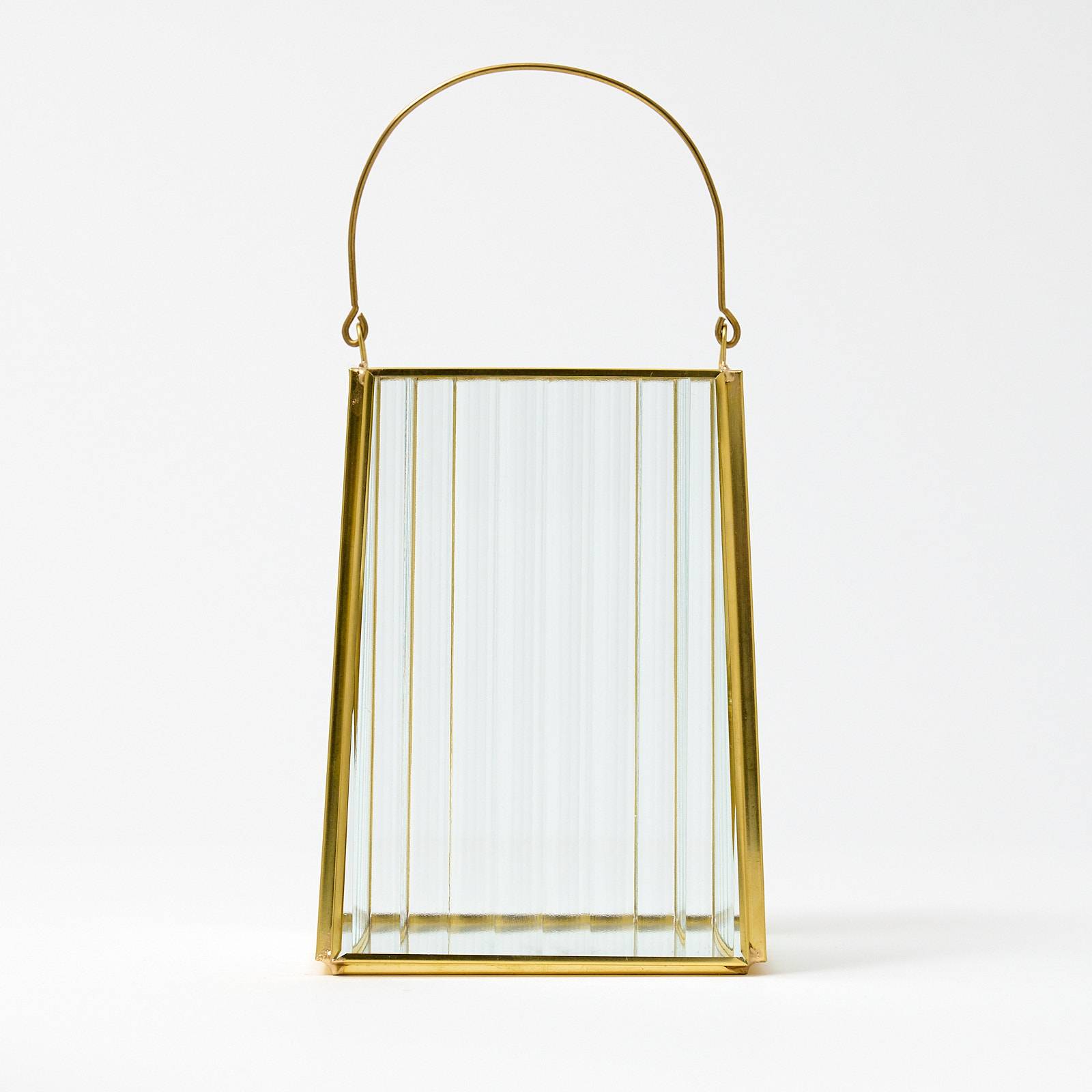 12341 Small Glass Lantern - Gold Ribbed