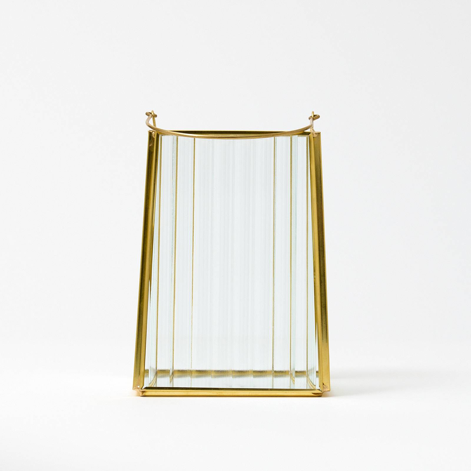 12342 Small Glass Lantern - Gold Ribbed