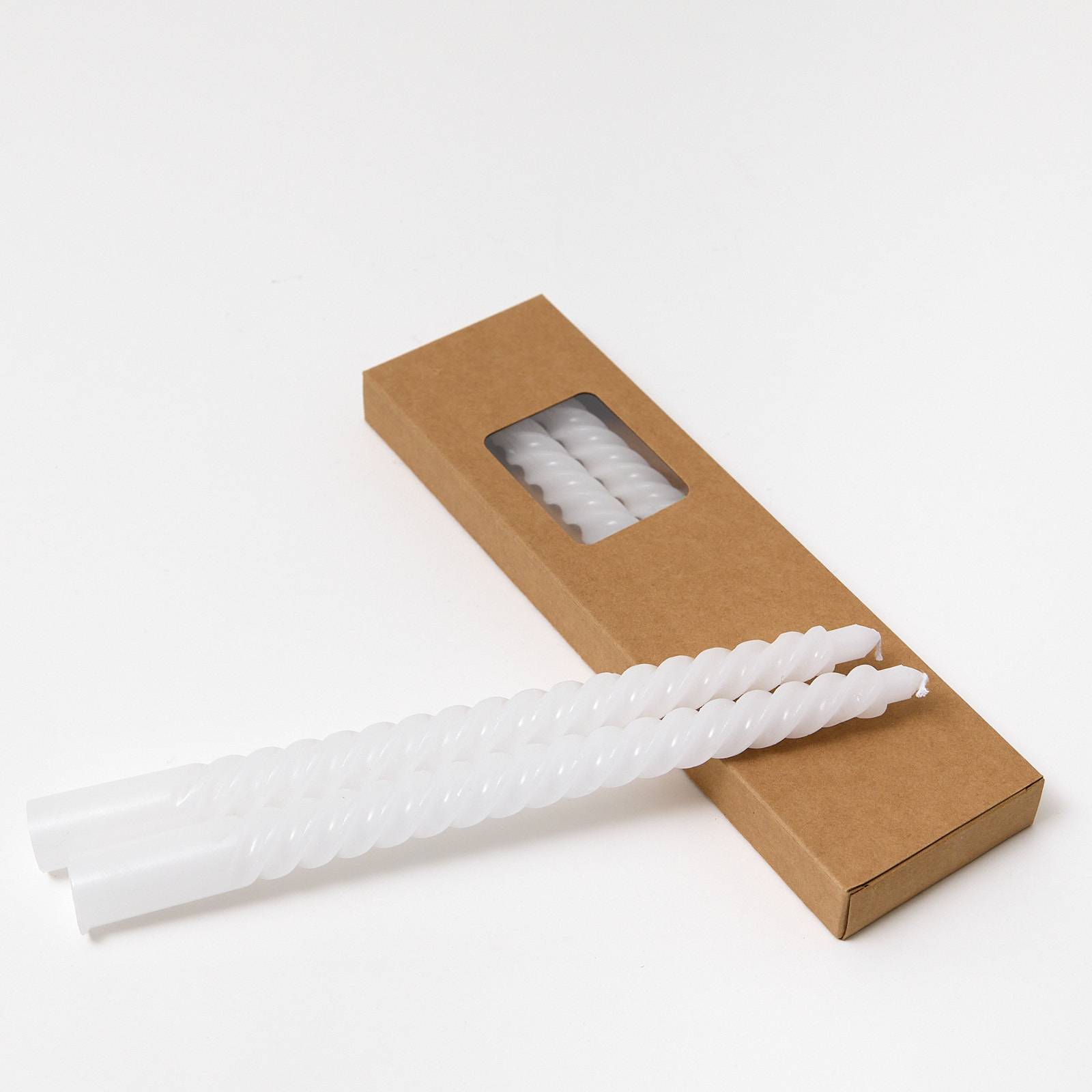 12397 White Twisted Candles - Pack of 4