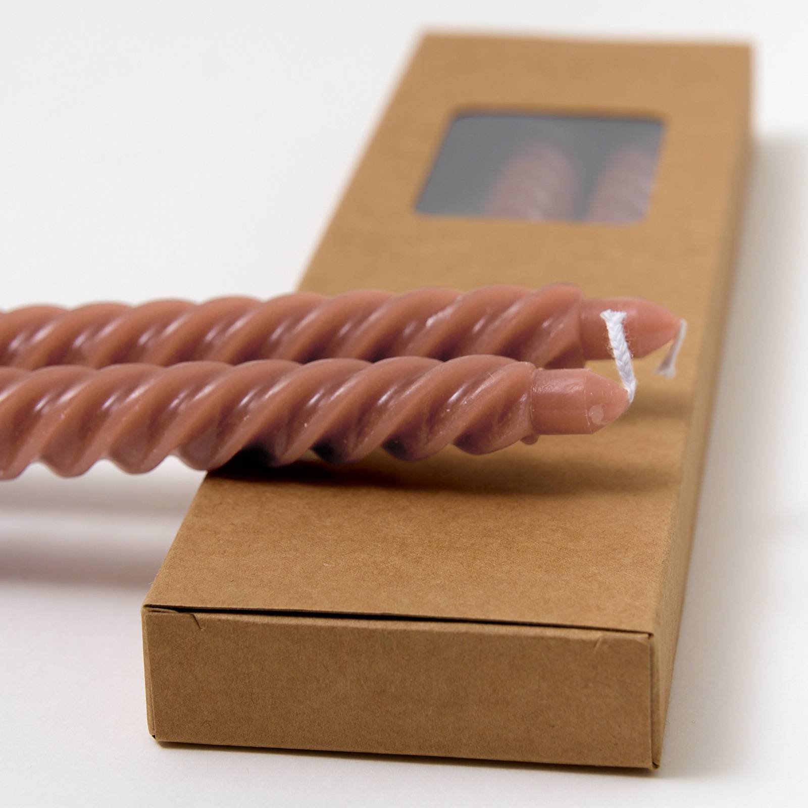 12533 Brown Twisted Candles - Pack of 4