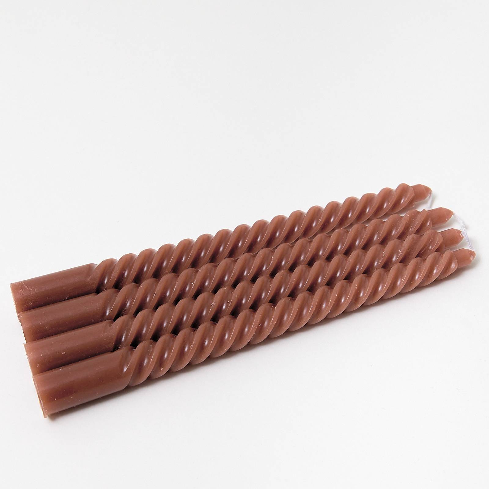 12535 Brown Twisted Candles - Pack of 4