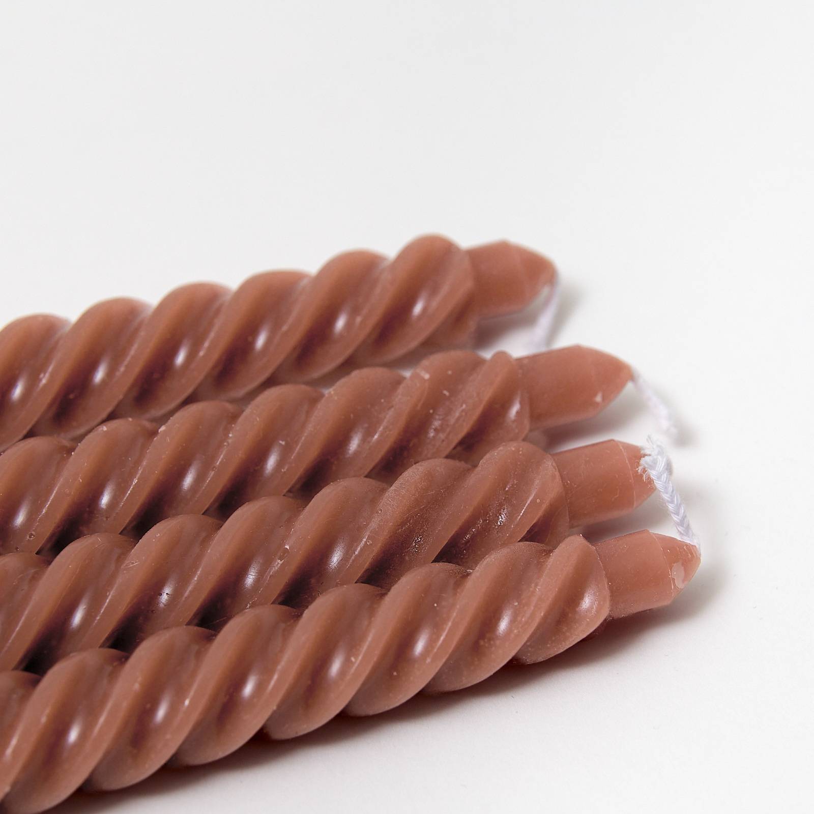 12536 Brown Twisted Candles - Pack of 4