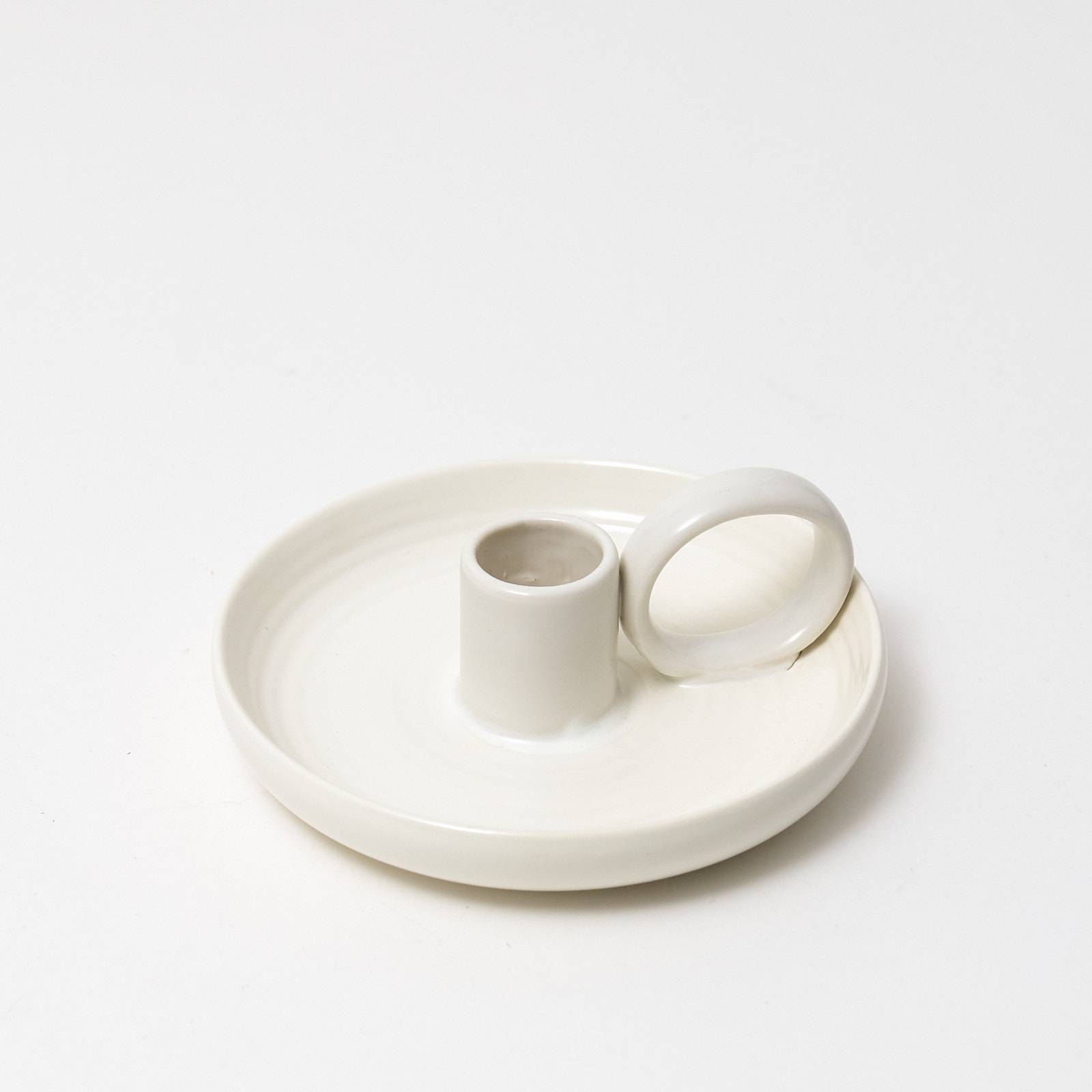 12314 Ceramic Candle Holder - White