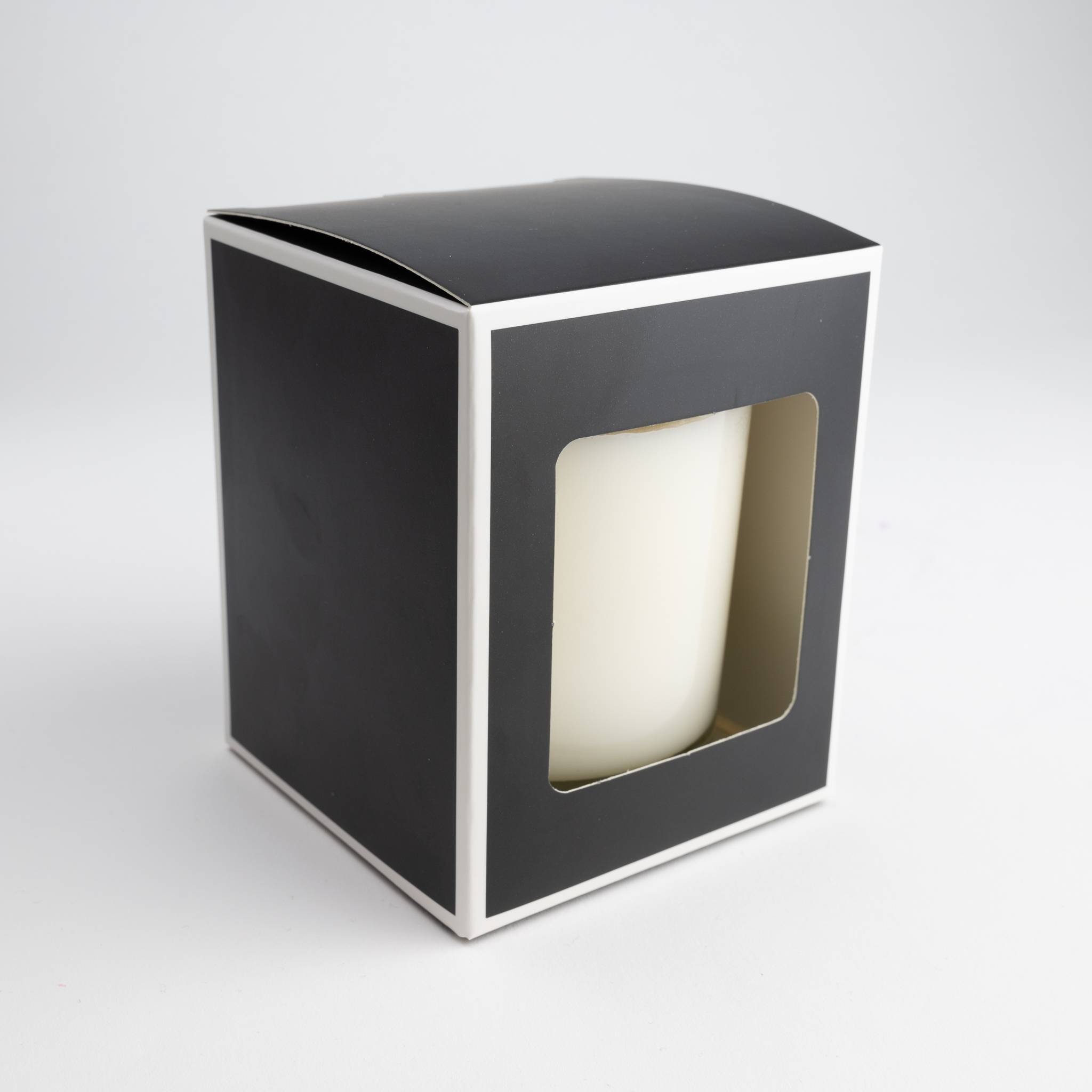 11203 30cl Black Candle Box With White Rim & Window - Bag of 6