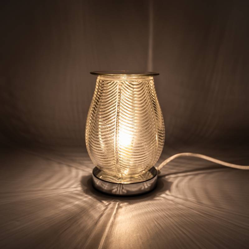 11961 Wax Warmer Ribbed Glass Clear