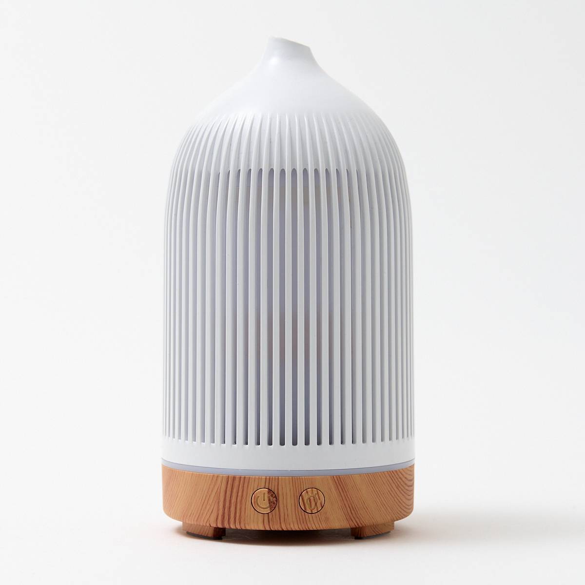 12476 Electric 150ml Plastic White with Wood Effect Ribbed Diffuser
