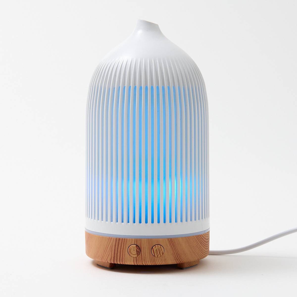 12478 Electric 150ml Plastic White with Wood Effect Ribbed Diffuser
