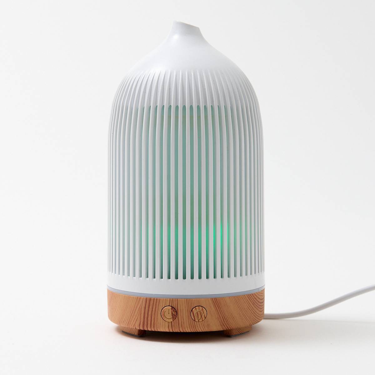 12479 Electric 150ml Plastic White with Wood Effect Ribbed Diffuser