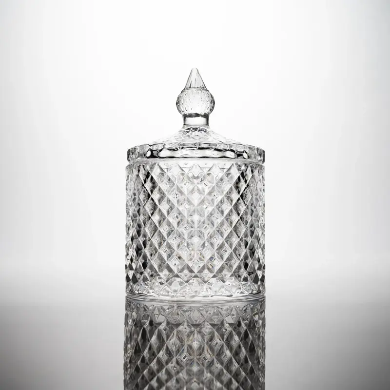 6340-800x800 30cl Clear Geo Candle Glass