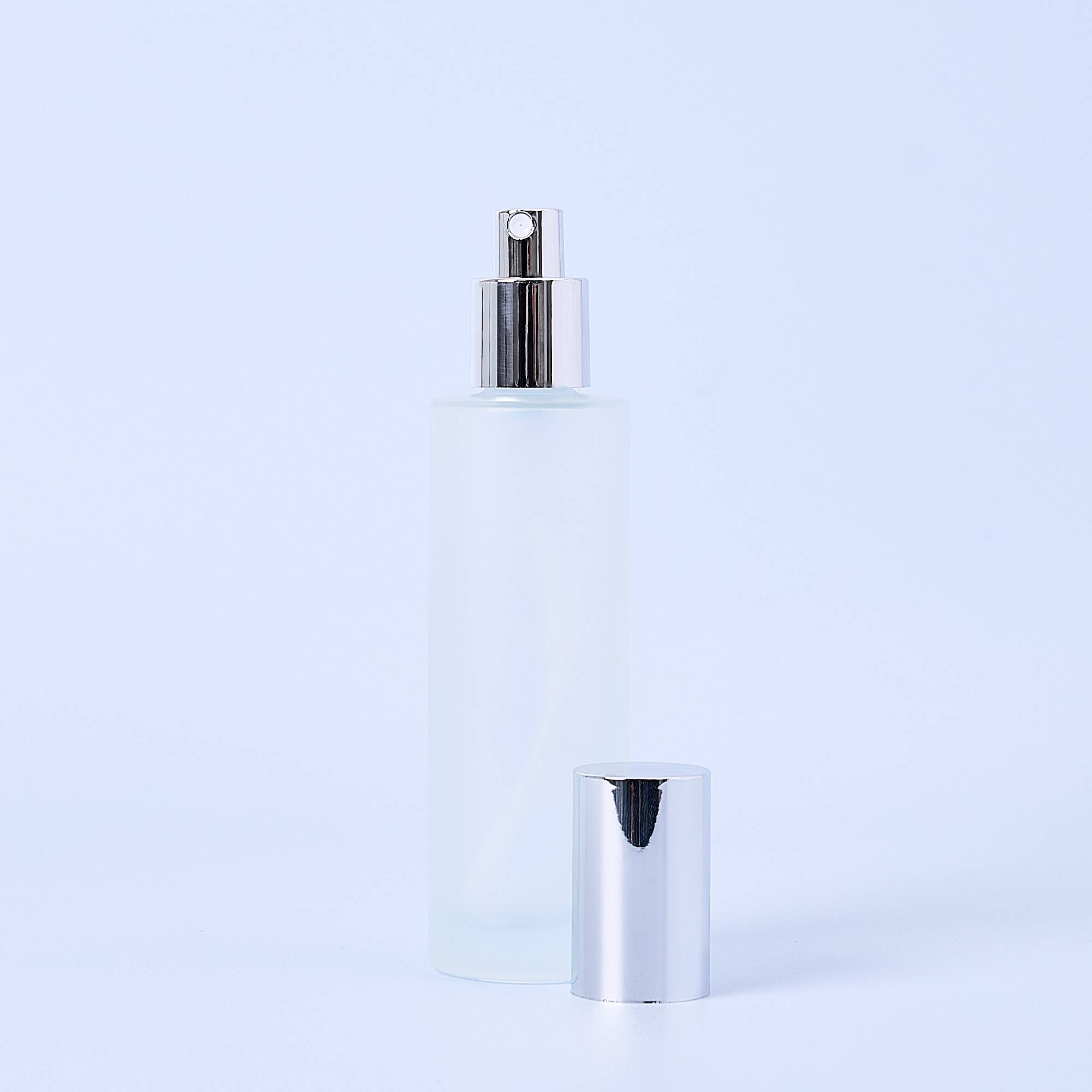 10114 100ml Frosted Bottle With Silver Pump & Lid - Box of 10