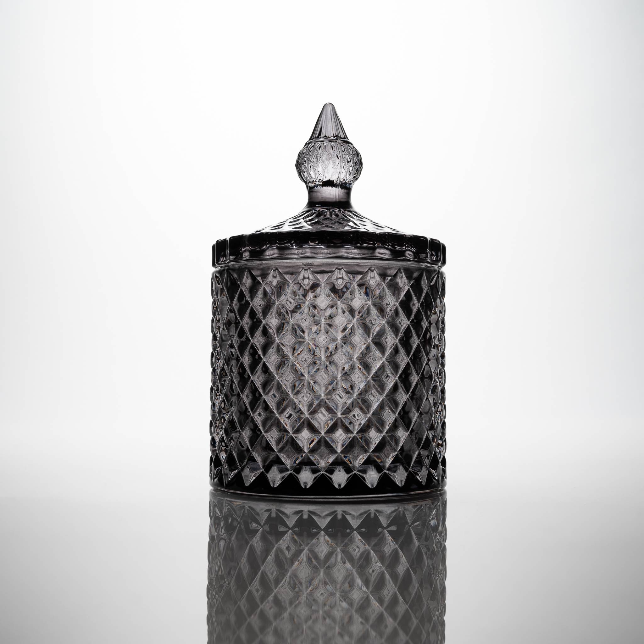 9478 30cl Grey Geo Candle Glass